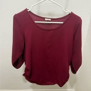 Red 3/4 Sleeve Blouse with Relaxed Fit